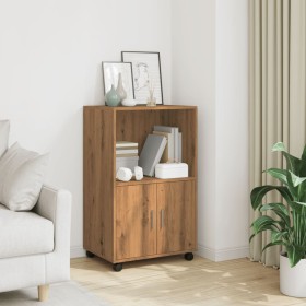 Engineered oak wood artisan rolling cabinet 55x40x91 cm by , Sideboards - Ref: Foro24-853190, Price: 67,31 €, Discount: %