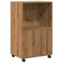 Engineered oak wood artisan rolling cabinet 55x40x91 cm by , Sideboards - Ref: Foro24-853190, Price: 67,31 €, Discount: %