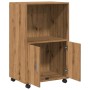 Engineered oak wood artisan rolling cabinet 55x40x91 cm by , Sideboards - Ref: Foro24-853190, Price: 67,31 €, Discount: %