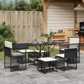 7-piece garden dining set with black synthetic rattan cushions by , Garden sets - Ref: Foro24-369009, Price: 330,21 €, Discou...