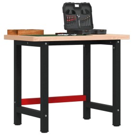 Solid beech wood rectangular workbench 100x60x83 cm by , Work tables - Ref: Foro24-3309661, Price: 157,99 €, Discount: %