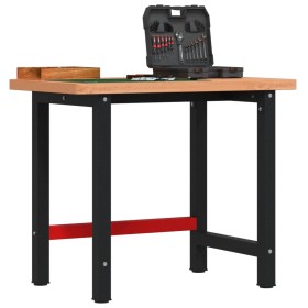 Solid beech wood rectangular workbench 100x60x83 cm by , Work tables - Ref: Foro24-3309663, Price: 174,83 €, Discount: %