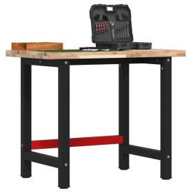 Solid acacia wood workbench, rectangular, 100x60x83 cm by , Work tables - Ref: Foro24-3309668, Price: 158,99 €, Discount: %