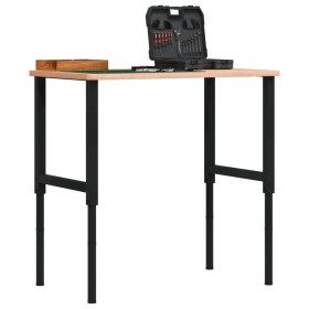 Banco de trabajo rectangular madera maciza 100x60x(71,5-98) cm de , Mesas de trabajo - Ref: Foro24-3309682, Precio: 117,70 €,...