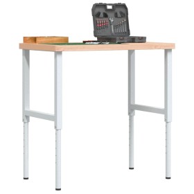 Banco de trabajo rectangular madera maciza 100x60x(73-99,5) cm de , Mesas de trabajo - Ref: Foro24-3309705, Precio: 148,99 €,...