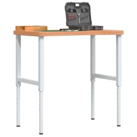 Solid beech wood workbench 100x(55-60)x(73-99.5) cm by , Work tables - Ref: Foro24-3309711, Price: 135,99 €, Discount: %