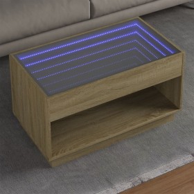 Mesa de centro con Infinity LED roble Sonoma 90x50x50 cm de , Mesas de centro - Ref: Foro24-847667, Precio: 151,65 €, Descuen...