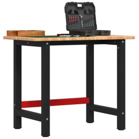 Rectangular solid oak workbench 100x60x81.5 cm by , Work tables - Ref: Foro24-3309658, Price: 137,99 €, Discount: %