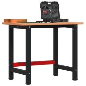 Solid beech wood workbench 100x(55-60)x81.5 cm by , Work tables - Ref: Foro24-3309666, Price: 112,78 €, Discount: %