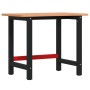 Solid beech wood workbench 100x(55-60)x81.5 cm by , Work tables - Ref: Foro24-3309666, Price: 112,78 €, Discount: %