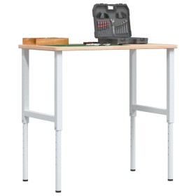 Banco de trabajo rectangular madera maciza 100x60x(71,5-98) cm de , Mesas de trabajo - Ref: Foro24-3309700, Precio: 129,14 €,...