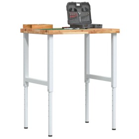 Banco de trabajo rectangular madera maciza 80x60x(73-99,5) cm de , Mesas de trabajo - Ref: Foro24-3309714, Precio: 133,99 €, ...