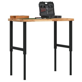 Rectangular solid wood workbench 100x60x(73-99.5) cm by , Work tables - Ref: Foro24-3309693, Price: 154,08 €, Discount: %