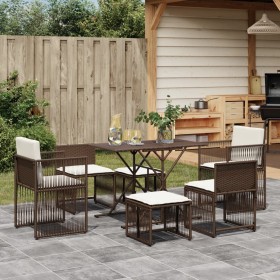 7-piece garden dining set with brown synthetic rattan cushions by , Garden sets - Ref: Foro24-369010, Price: 339,24 €, Discou...