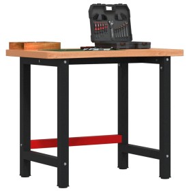 Solid beech wood workbench 100x(55-60)x83 cm by , Work tables - Ref: Foro24-3309667, Price: 142,99 €, Discount: %