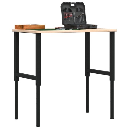 Rectangular solid wood workbench 100x60x(71.5-98) cm by , Work tables - Ref: Foro24-3309678, Price: 126,55 €, Discount: %