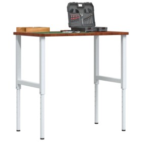 Banco de trabajo rectangular madera maciza 100x60x(71,5-98) cm de , Mesas de trabajo - Ref: Foro24-3309703, Precio: 141,99 €,...