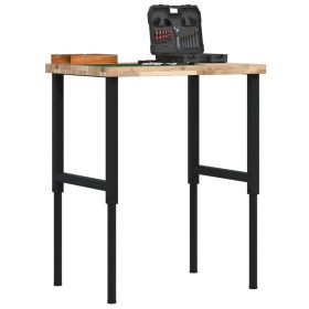 Banco de trabajo rectangular madera maciza 80x60x(73-99,5) cm de , Mesas de trabajo - Ref: Foro24-3309690, Precio: 134,99 €, ...