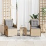 Garden reclining armchairs with beige cushions 2 units PE rattan by , Outdoor sofas - Ref: Foro24-368994, Price: 242,86 €, Di...