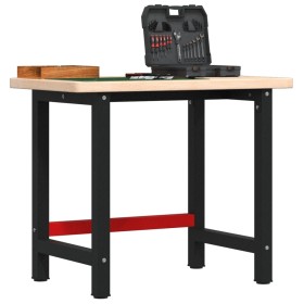 Rectangular solid oak wood workbench 100x60x83 cm by , Work tables - Ref: Foro24-3309657, Price: 172,99 €, Discount: %