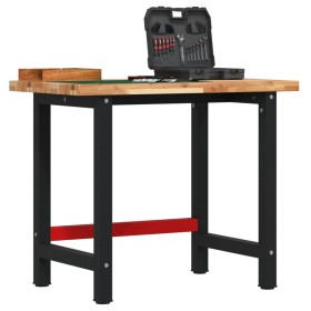 Solid acacia wood workbench, rectangular, 100x60x83 cm by , Work tables - Ref: Foro24-3309669, Price: 163,99 €, Discount: %