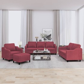 4-piece sofa set with red wine fabric cushions by , Sofas - Ref: Foro24-3201784, Price: 710,99 €, Discount: %