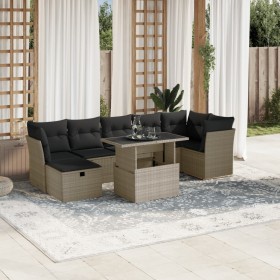 Garden sofa set 8 pieces and gray synthetic rattan cushions by , Garden sets - Ref: Foro24-3274672, Price: 605,99 €, Discount: %