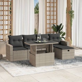 Gartensofagarnitur 6-teilig mit grauen Polstern aus synthetischem Rattan von , Gartensets - Ref: Foro24-3274812, Preis: 479,1...