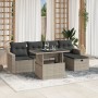 Garden sofa set 6 pieces and gray synthetic rattan cushions by , Garden sets - Ref: Foro24-3274812, Price: 479,58 €, Discount: %