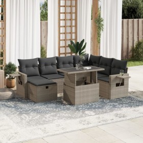 Garden sofa set 8 pieces and gray synthetic rattan cushions by , Garden sets - Ref: Foro24-3275002, Price: 603,06 €, Discount: %