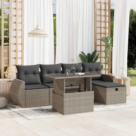 Garden sofa set 6 pieces and gray synthetic rattan cushions by , Garden sets - Ref: Foro24-3275132, Price: 503,37 €, Discount: %