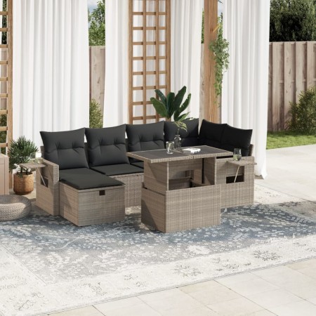 Garden sofa set 7 pcs with cushions light grey PE rattan by , Garden sets - Ref: Foro24-3274982, Price: 550,83 €, Discount: %