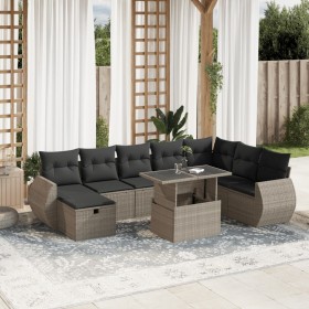 9-teiliges Gartenmöbel-Set und Kissen synthetisches Rattan hellgrau von , Gartensets - Ref: Foro24-3275192, Preis: 684,99 €, ...