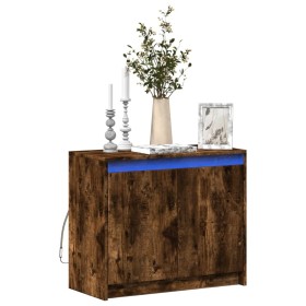 Sideboard with LED smoked oak engineered wood 72x34x61 cm by , Sideboards - Ref: Foro24-852177, Price: 74,66 €, Discount: %