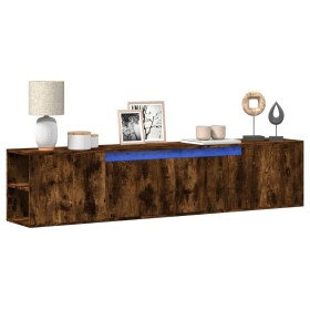 TV wall cabinet with LED light smoked oak 180x31x39.5 cm by , TV Furniture - Ref: Foro24-3307958, Price: 148,32 €, Discount: %