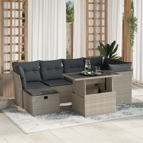 Set de sofás de jardín 7 pzas con cojines ratán PE gris claro de , Conjuntos de jardín - Ref: Foro24-3274662, Precio: 554,99 ...