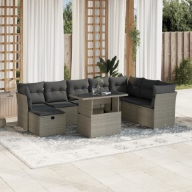 Set Gartenmöbel 9-tlg. und Kissen hellgrau synthetisches Rattan von , Gartensets - Ref: Foro24-3274712, Preis: 671,78 €, Raba...