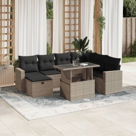 Gartensofa 8-teilig und Kissen synthetisches Rattan grau von , Gartensets - Ref: Foro24-3274842, Preis: 611,47 €, Rabatt: %