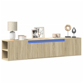 Sonoma oak wall-mounted TV cabinet with LED light 180x31x39,5 cm by , TV Furniture - Ref: Foro24-3307956, Price: 148,99 €, Di...