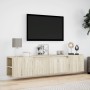 Sonoma oak wall-mounted TV cabinet with LED light 180x31x39,5 cm by , TV Furniture - Ref: Foro24-3307956, Price: 148,32 €, Di...