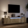 Sonoma oak wall-mounted TV cabinet with LED light 180x31x39,5 cm by , TV Furniture - Ref: Foro24-3307956, Price: 148,32 €, Di...