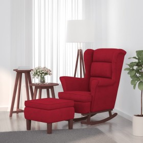 Rocking chair with wooden legs and wine red velvet stool by , Rocking chairs - Ref: Foro24-3121235, Price: 284,99 €, Discount: %