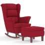 Rocking chair with wooden legs and wine red velvet stool by , Rocking chairs - Ref: Foro24-3121235, Price: 284,99 €, Discount: %