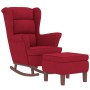 Sillón mecedora patas madera y taburete terciopelo rojo vino de , Mecedoras - Ref: Foro24-3121235, Precio: 304,45 €, Descuent...