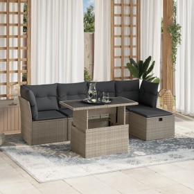 Gartensofa 6-teilig und Kissen synthetisches Rattan grau von , Gartensets - Ref: Foro24-3274642, Preis: 488,84 €, Rabatt: %