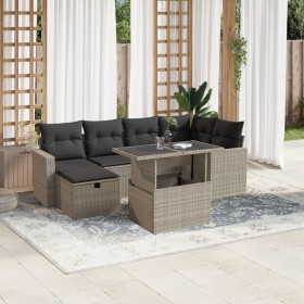 Gartensofa-Set 7-teilig mit Kissen hellgrau PE Rattan von , Gartensets - Ref: Foro24-3274822, Preis: 545,99 €, Rabatt: %