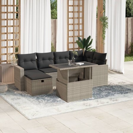 Garden sofa set 7 pcs with cushions light grey PE rattan by , Garden sets - Ref: Foro24-3274822, Price: 569,22 €, Discount: %