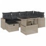 Gartensofa-Set 7-teilig mit Kissen hellgrau PE Rattan von , Gartensets - Ref: Foro24-3274822, Preis: 569,22 €, Rabatt: %