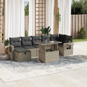 Gartensofa 8-teilig und Kissen synthetisches Rattan grau von , Gartensets - Ref: Foro24-3274992, Preis: 617,51 €, Rabatt: %