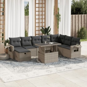 Set muebles jardín 9 pzas y cojines ratán sintético gris claro de , Conjuntos de jardín - Ref: Foro24-3275032, Precio: 669,18...